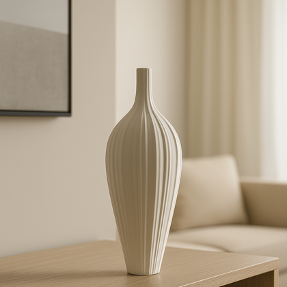 Vaso Cerâmica Escultural Branco Minimalista