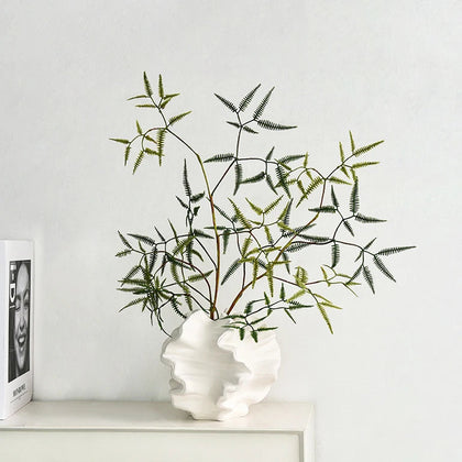 Vaso Resina Fantasy Waves Branco Escultural